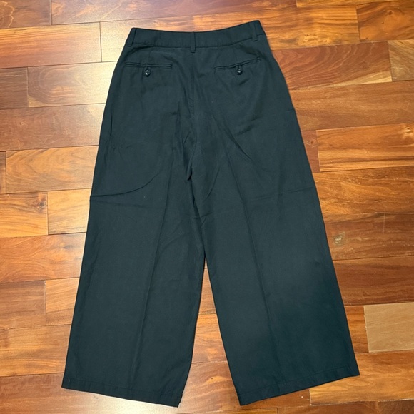 Madewell Harlow Black Wide Leg Pleated Trousers Size  12 High Rise Work Pants - Picture 5 of 6